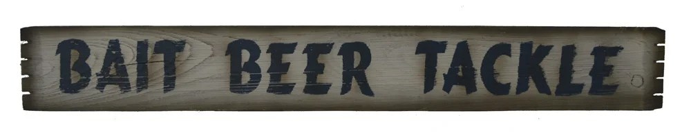 27.5"L Bait Beer Tackle Wooden Wall Sign