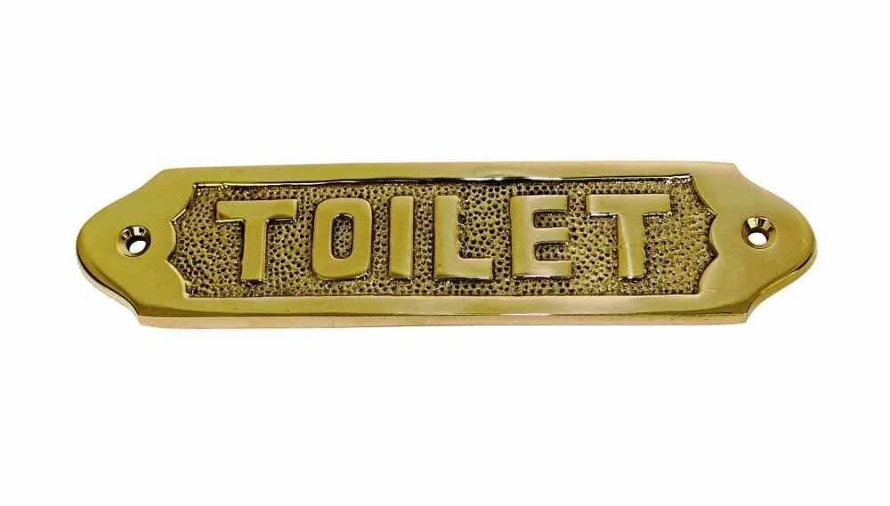 Toilet Plaque Solid Brass 6" Wall Decor