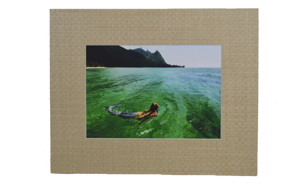 Aqueous 16"H x 20"L Print with Weaved Grass Matte Frame