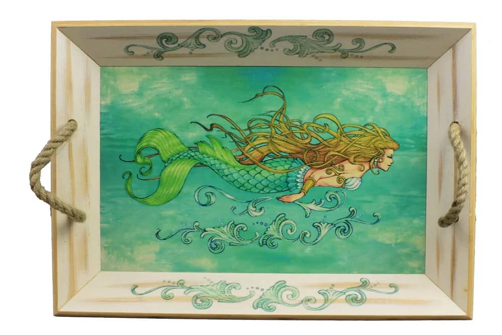 21.5"L Bamboo Siren of the Sea Mermaid Tray