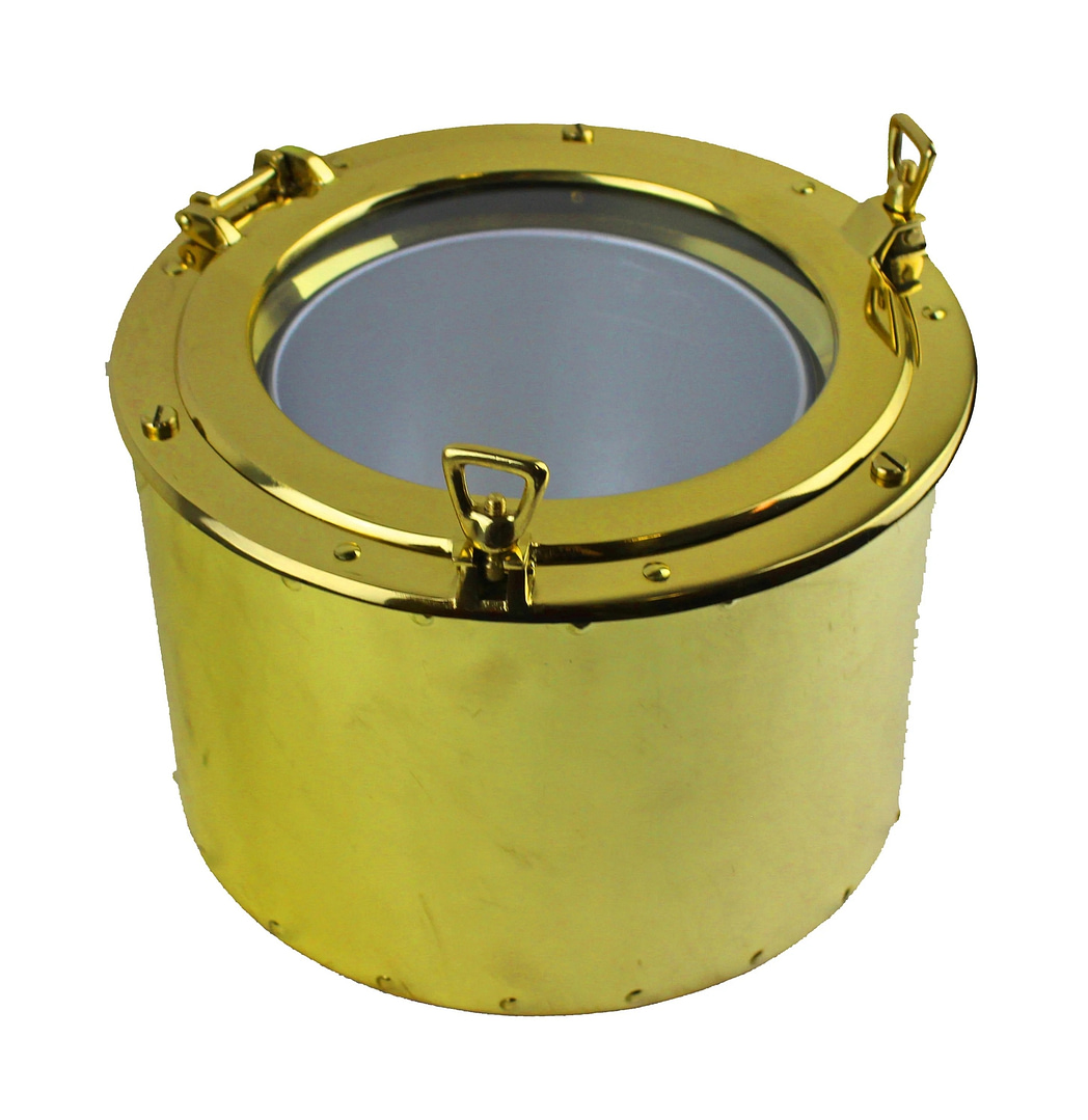 11.5"Dia Solid Brass Porthole Ice Bucket