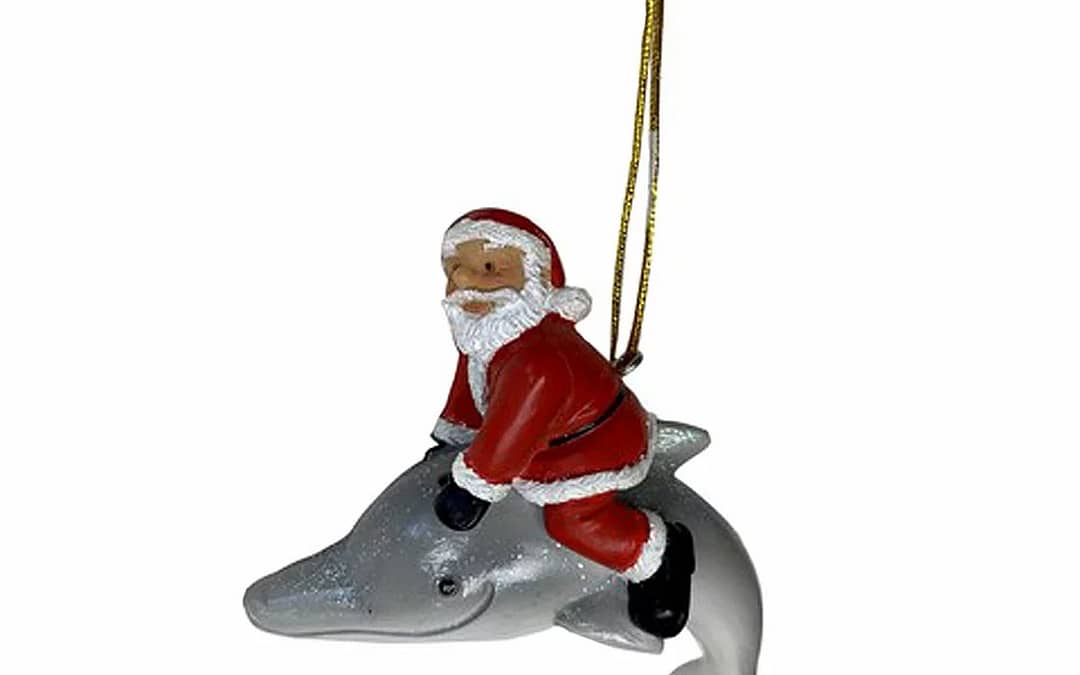 Santa Claus and Dolphin Ornament Hanging Christmas Decor