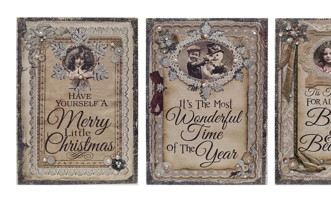 Set of 3 Vintage Style Christmas Wooden Plaques – Seasonal Holiday Wall Decor