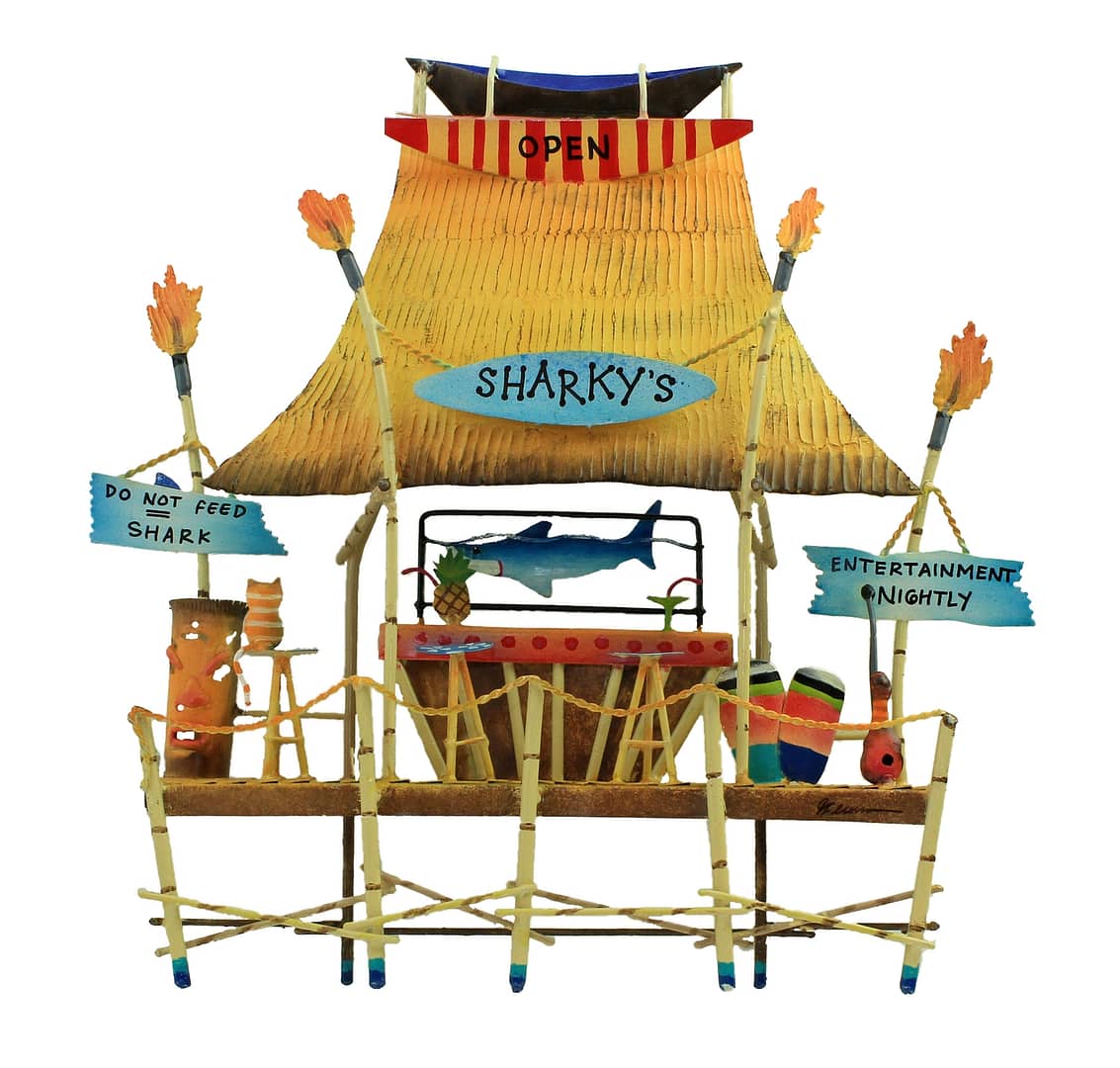 16"L Metal Sharky's Bar and Grill Wall Decor
