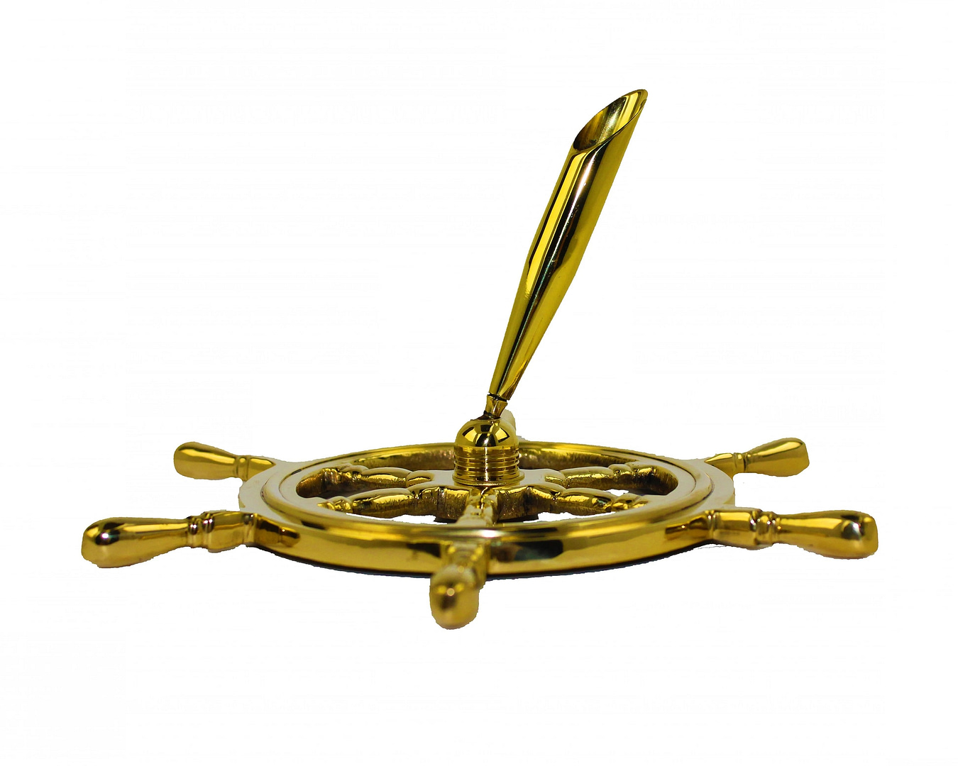 6.25"h Solid Brass Ship Wheel Pen Holder