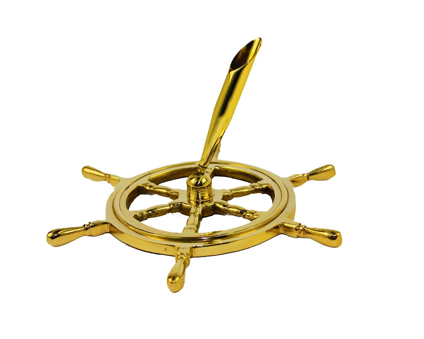 6.25"h Solid Brass Ship Wheel Pen Holder