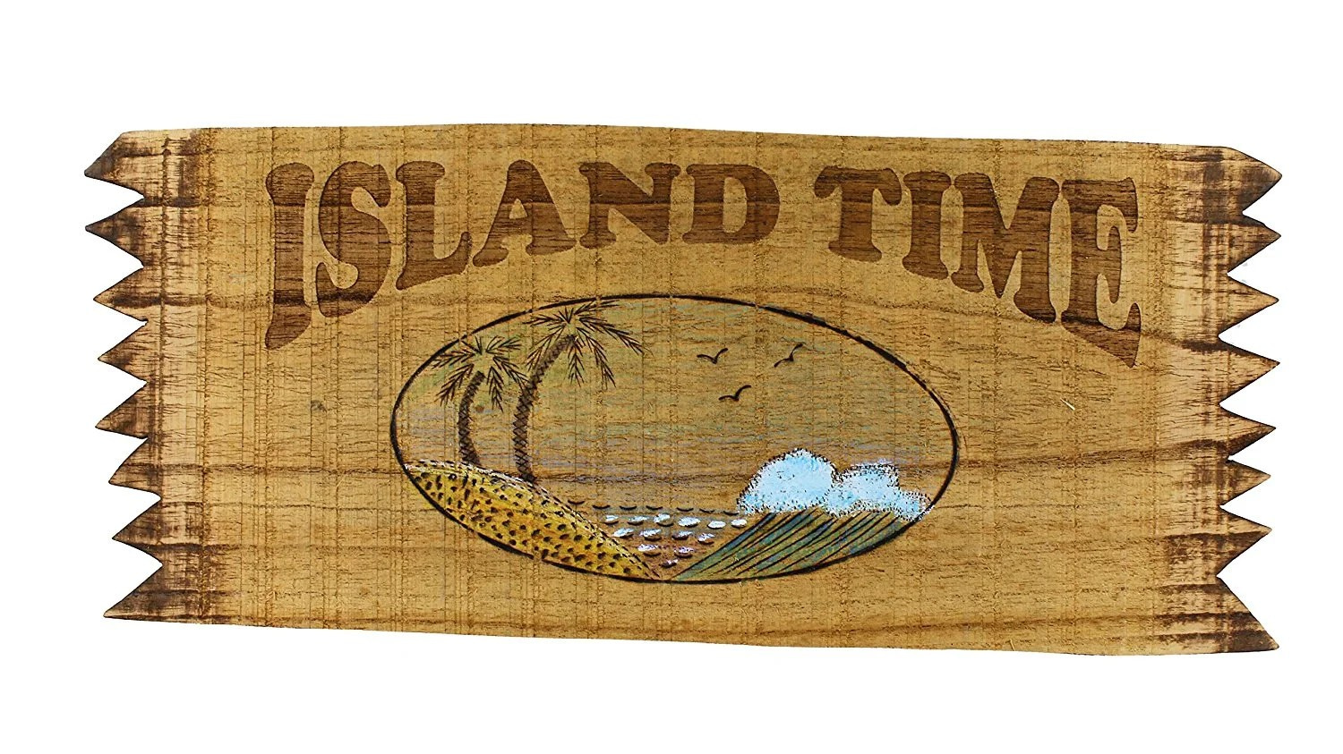 15.25"L Wooden Island Time Wall Sign