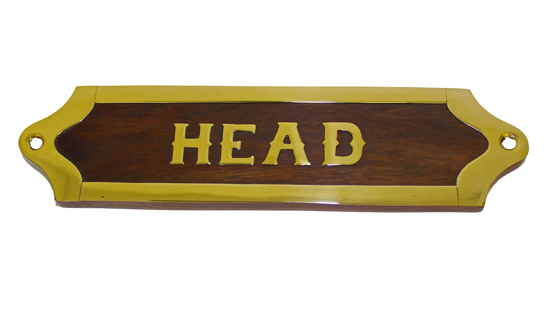 6"L Solid Wood Head Wall Mount Sign with Brass Detailing
