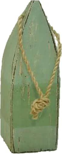 11”h Distressed Teal & Green Wooden Square Buoy Decor