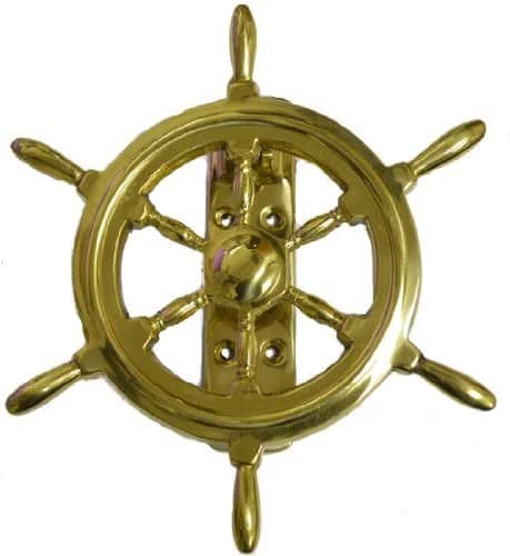 6.5"h ShipWheel Solid Brass Door Knocker with Lacquer Finish