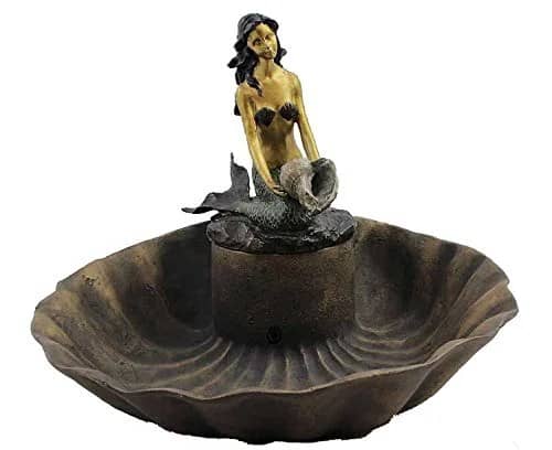 10.5"h Brass Mermaid Table Fountain