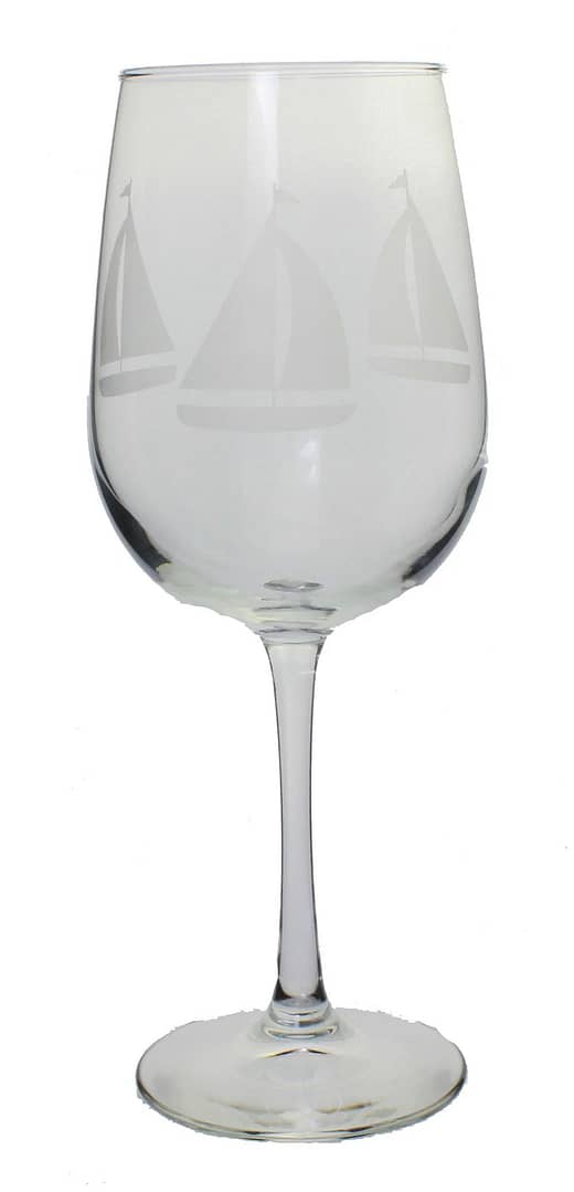 Sailboat Wine Glasses 9.5”H Set of 4