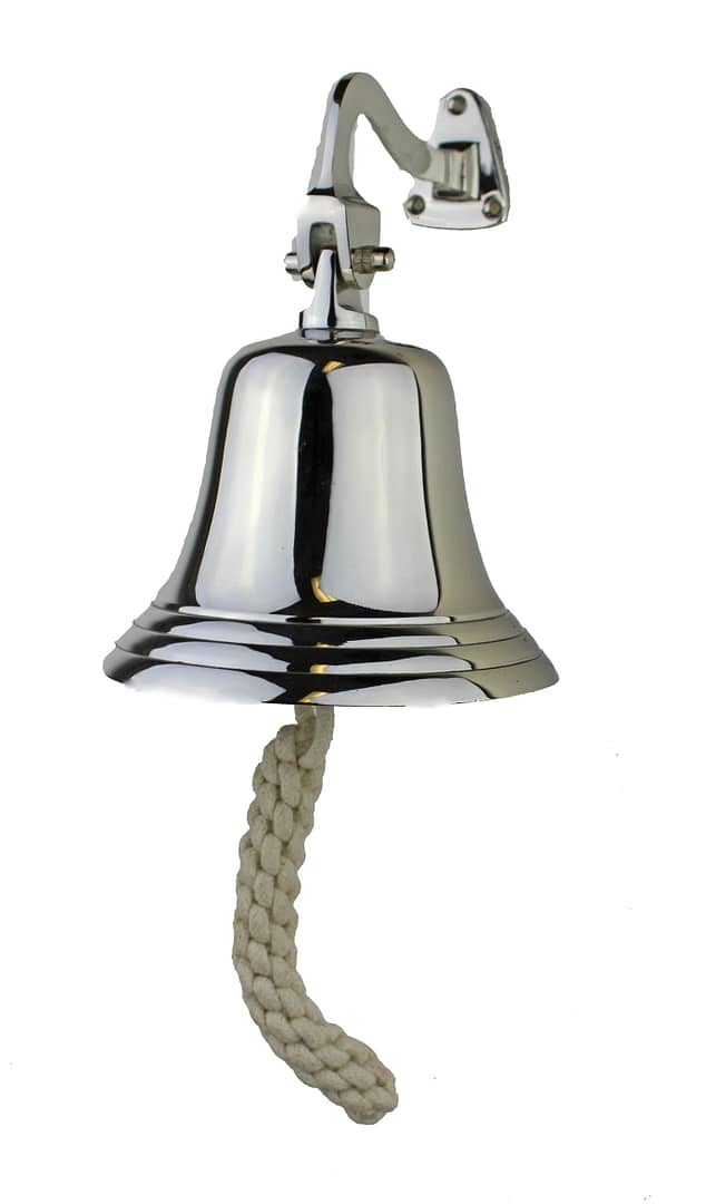 5.5"H Nickel Finish over Solid Brass Nautical Bell - Wall Mount