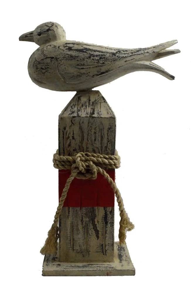 16.25” Wood Shorebird on Square Pier Post Figure