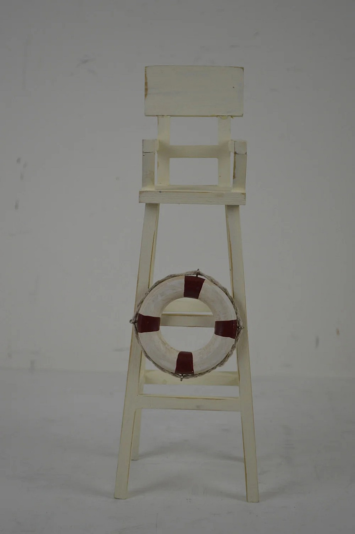 12"h Wooden White Lifeguard Chair Figurine