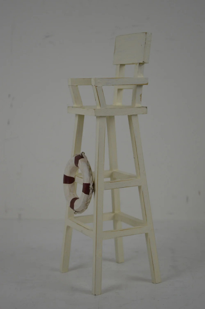 12"h Wooden White Lifeguard Chair Figurine