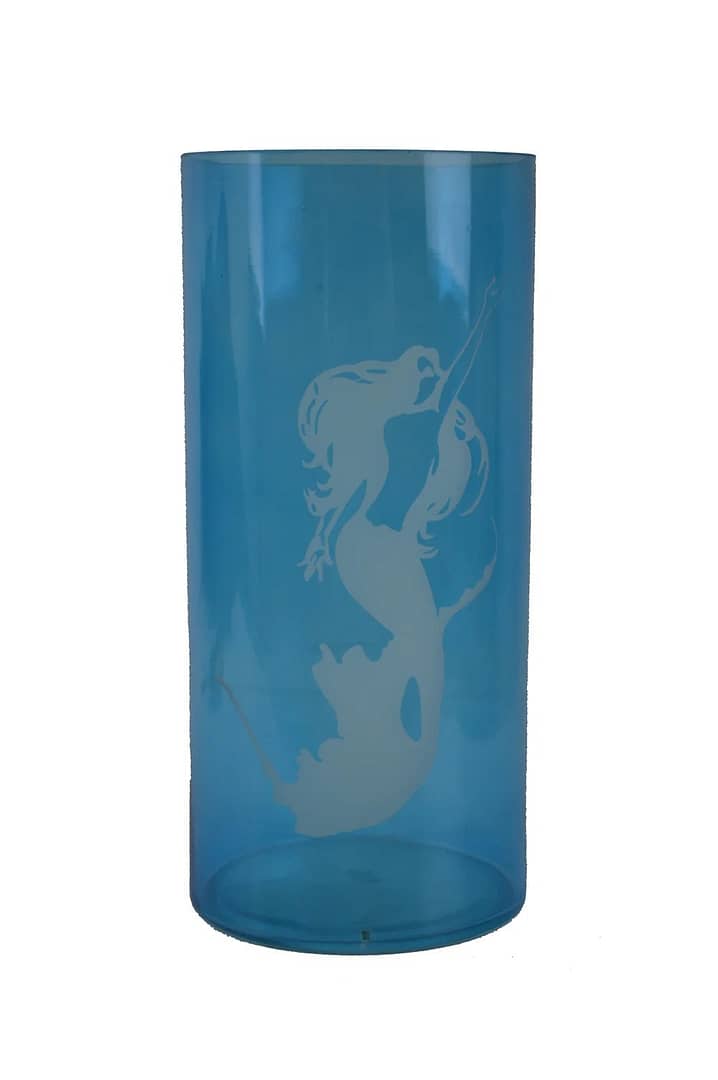 9.5"h Translucent Blue Mermaid Glass Candle Vase