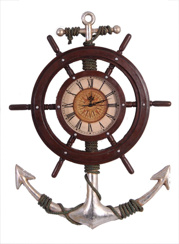 33" H Anchor and Shipwheel Wall Mount Clock