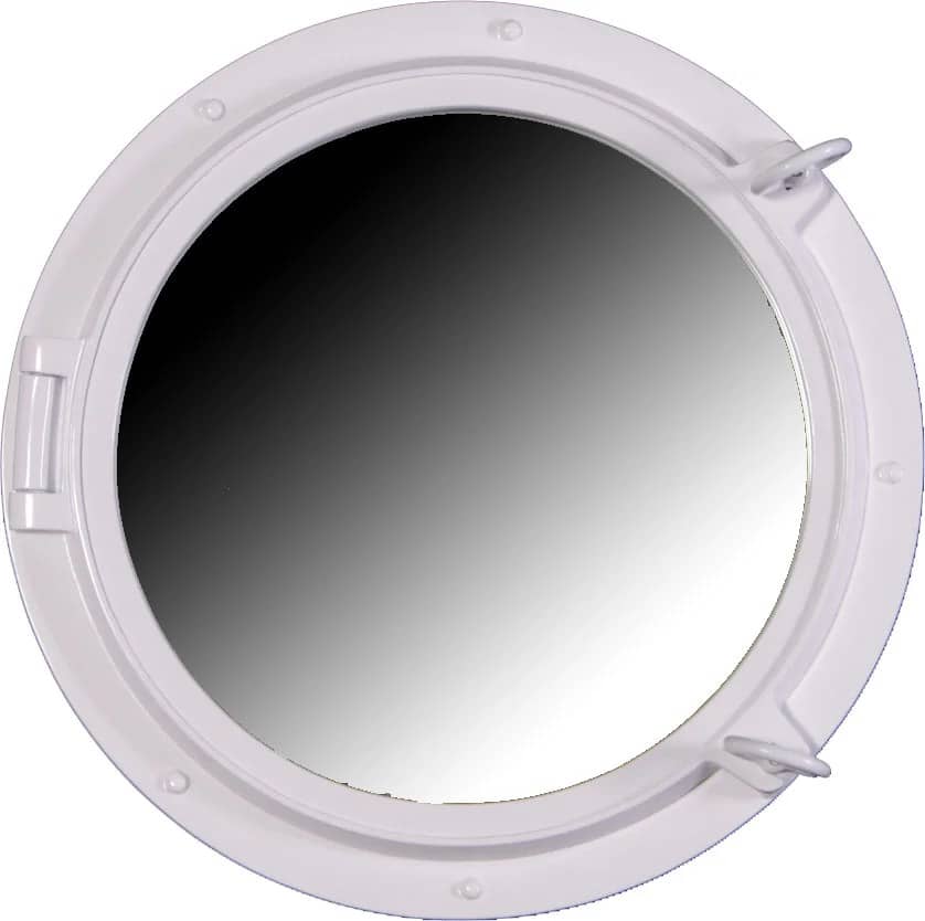 24” Duco White Finish Porthole Mirror Fiberglass Resin