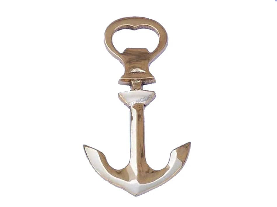 5”L Solid Brass Ship Anchor Bottle Opener